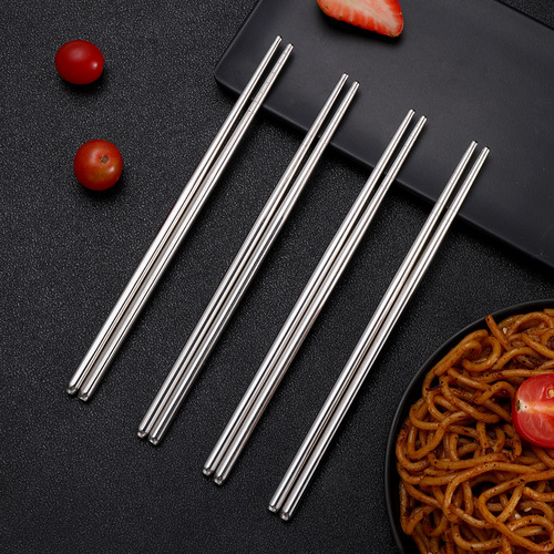 Wholesale chopsticks for home use, canteen fast food, high temperature sterilizable chopsticks set, laser logo stainless steel chopsticks