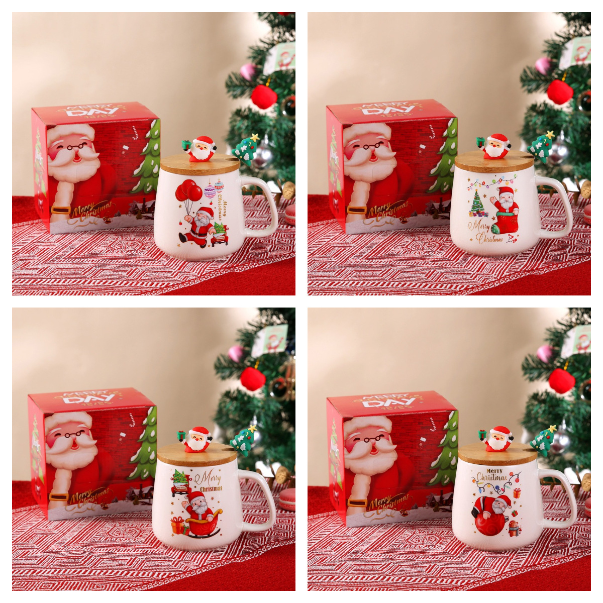 Navidad transfronteriza de dibujos animados tazas de agua creativas Santa Claus tazas de cerámica regalo regalo de Navidad