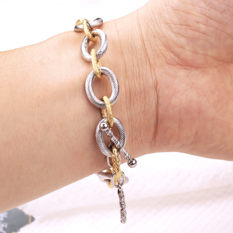 Street Occasion Titanium Steel Material Casual Geometric Titanium Steel Plating Bracelets