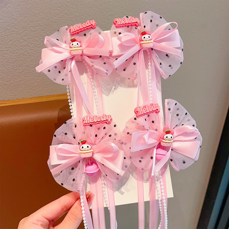 Niños estilo nacional Hanfu lindos Melody tarjeta de cabello de la niña arco rosa clip de la correa del tesoro de la mujer