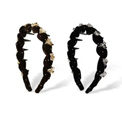 絶妙なベルベットのベビーブレスラインストーン滑り止め歯コームヘッドバンド、軽くて豪華で頑丈、多用途のヘアアクセサリー、ファッショナブルで多用途