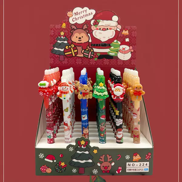 Christmas Press Gel Pen New Year Resin Erasable Blue Snowman Writing Pen High Color Value Student Stationery