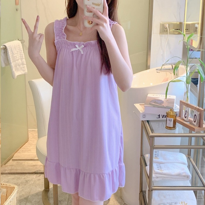 Princess Wind Pijamas mujeres 2026 versión coreana simple in-wind pijamas mujeres vestidos largos vestidos caseros celebridades en línea transmisión en vivo