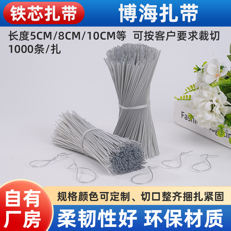 PE圆形铁芯包皮绑线 手工diy定型包塑扎丝扎带 镀锌透明包胶扎线