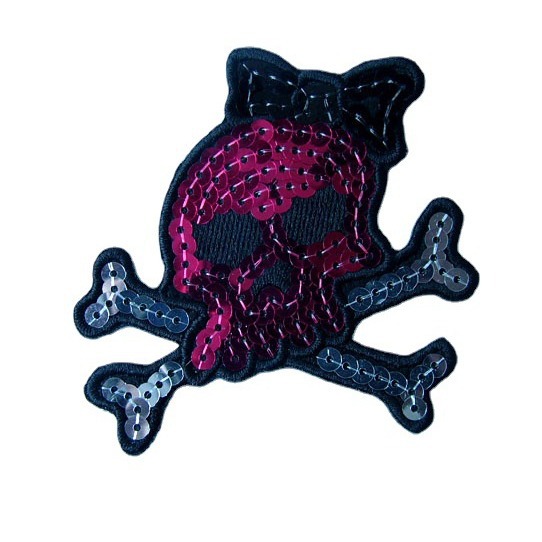 珠片字母服装电脑刺绣补丁贴定做 手袋商标亮片锁边章绣花出口定