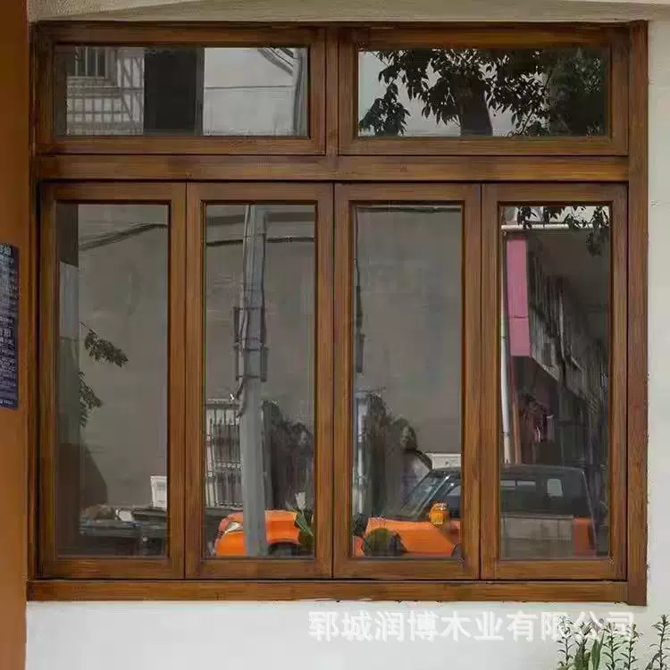 民宿装修实木推拉窗框景区茶坊甜品店双开窗户老榆木左右折叠门窗