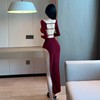 One shoulder European and American sexy nightclub backless long dress dress dress for women