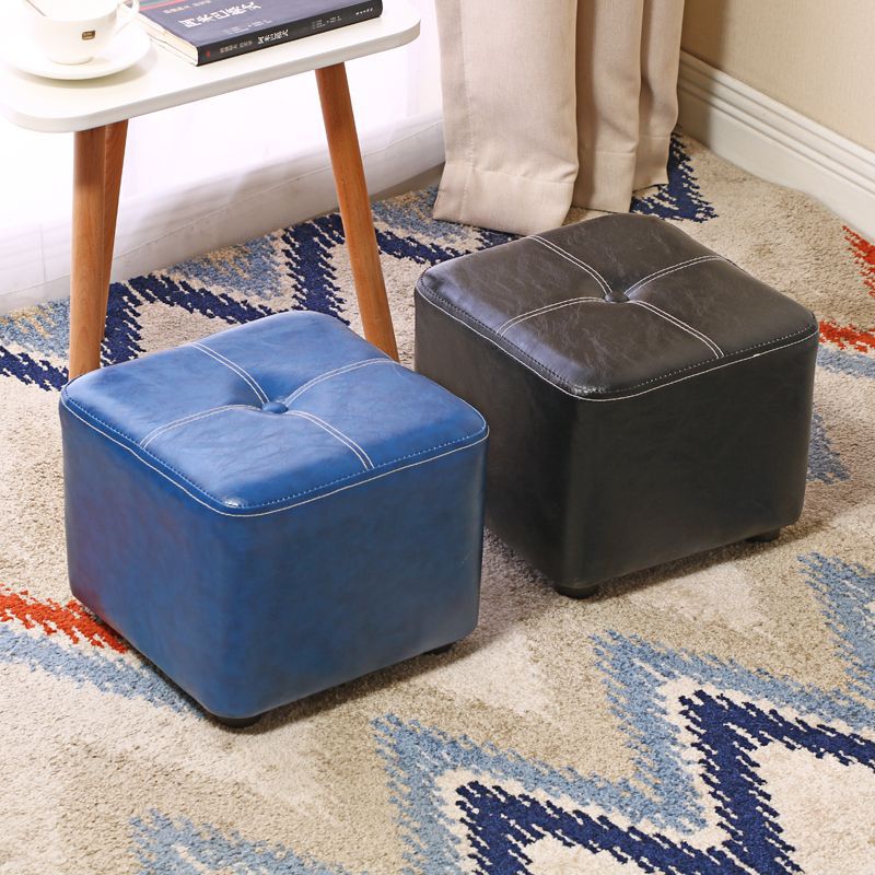 Light Luxury Household Small Stool, Leather Stool, Leather Ottoman, Coffee Table, Living Room Adult Low Stool, Shoe Changing Stool, Sofa Stool, Square Stool