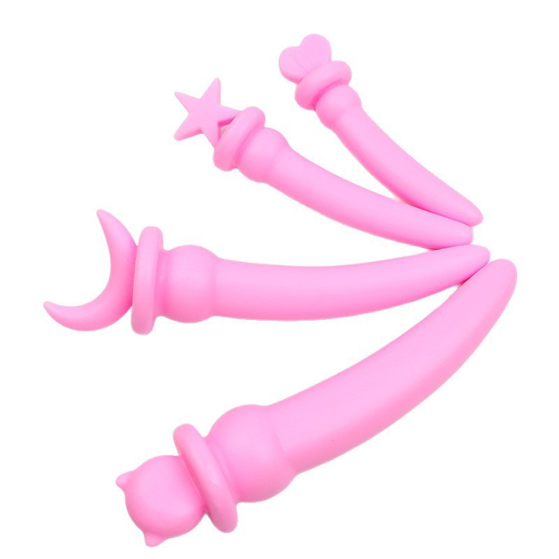 Cartoon Crescent Anal Plug, Purple Bear TPE Design, Smooth Non-Vibrating Insert — detail image 9