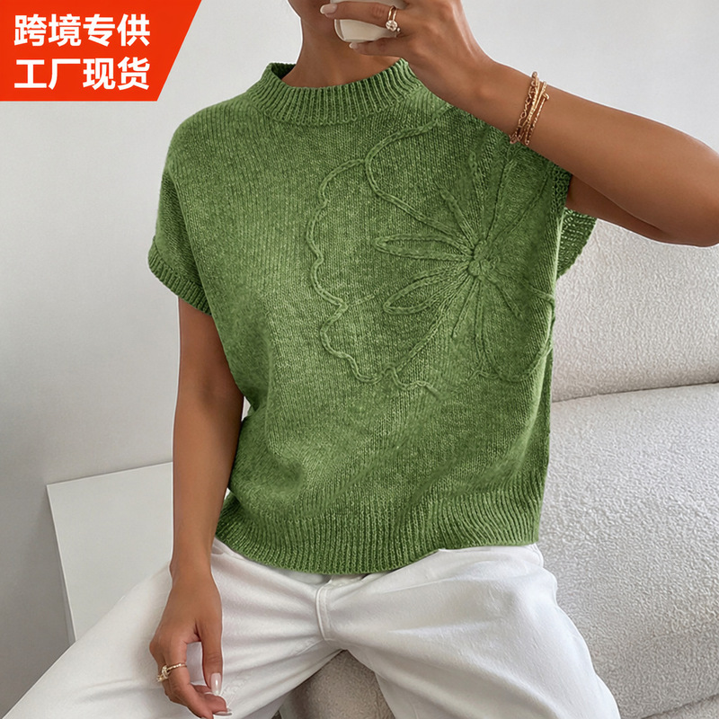Cross-Border Autumn Women's Sweater Round Neck 3D Floral Pullover Knitwear 2026 New Amazon Plus Size European and American Style Cross-Border Autumn Women's Sweater Round Neck 3D Floral Pullover Knitwear 2026 New Amazon Plus Size European and American Style