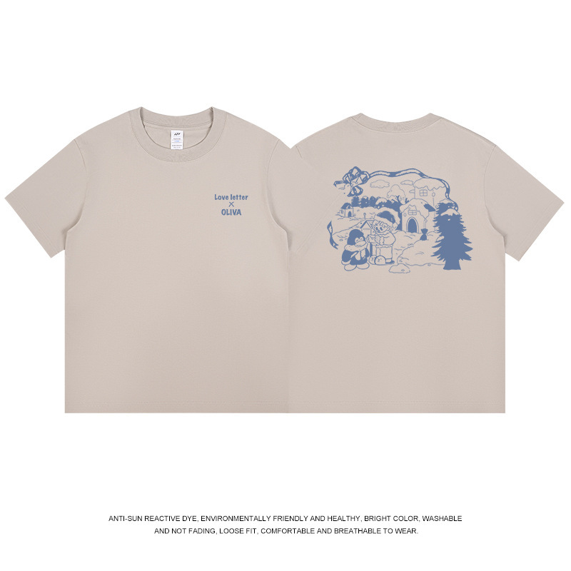 メンズ日本のレトロプリント半袖メンズピュアコットン多用途ルーズカップルトレンディなブランド夏の Tシャツ女性トップスイン|undefined