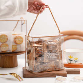 新年款透明手提盒饼干糖果巧克力雪花酥曲奇包装盒简约礼物糖果盒