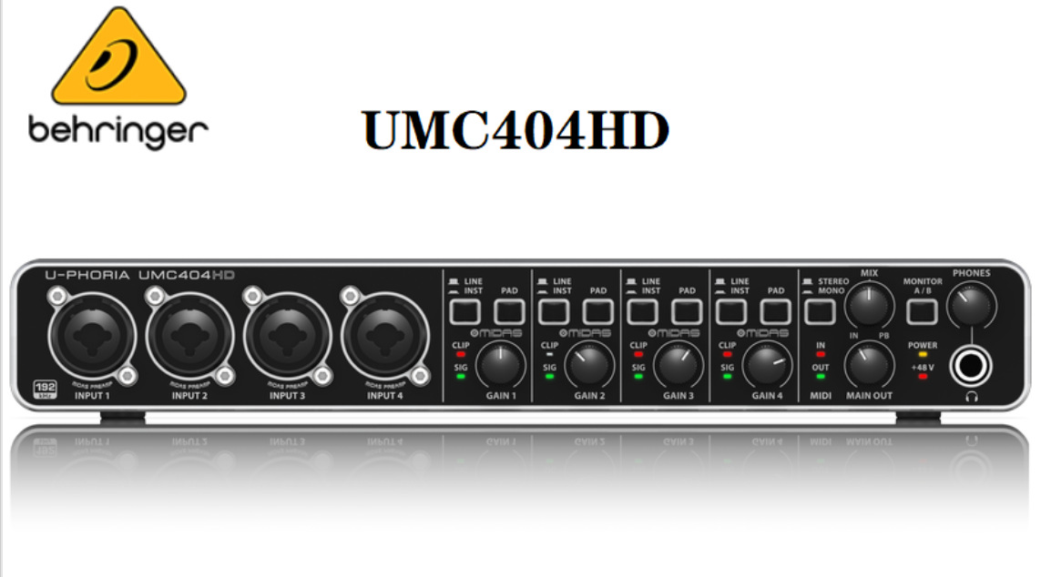 BEHRINGER百灵达 4进4出 UMC 404HD外置USB录音直播音频接口 声卡