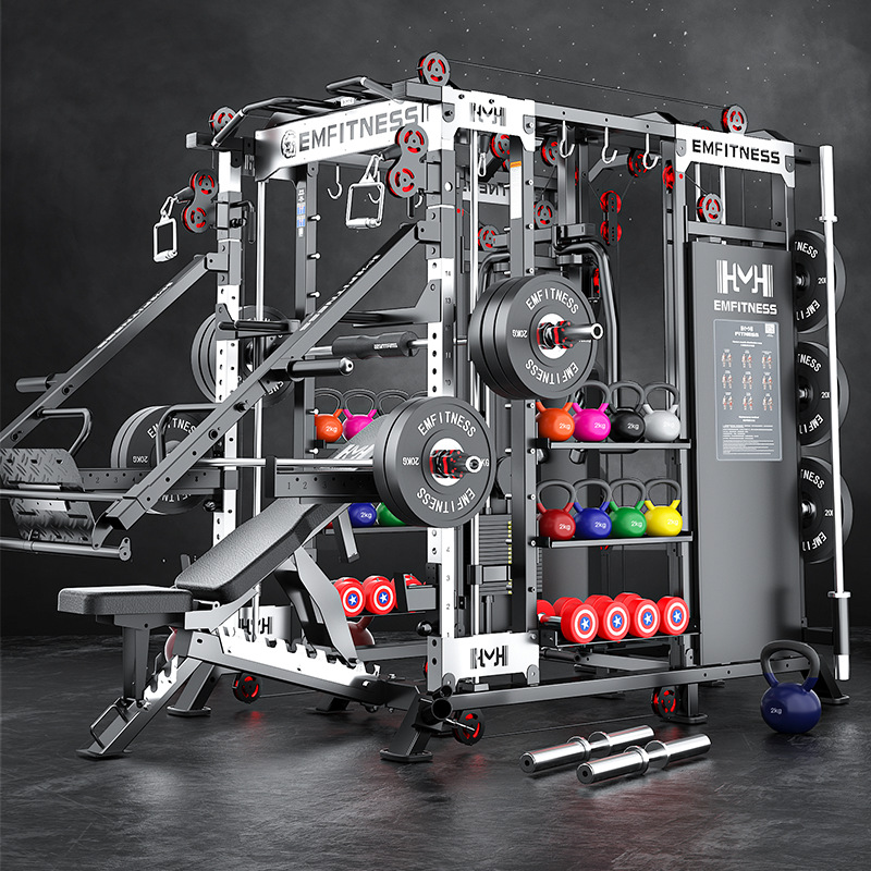 Equipo de gimnasio pórtico comercial máquina Smith entrenador integral multifuncional casero pájaros en cuclillas y push-up