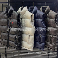 跨境高品质RL小马刺绣美式秋冬季立领保暖马甲男女情侣款背心外套