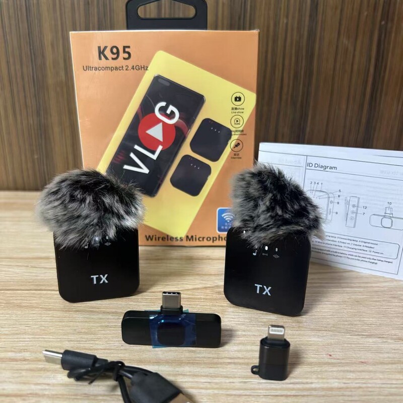 Cross-Border Wireless Lavalier Microphone Outdoor Interview with Goods Recording Microphone Radio Lavalier Microphone 2.4g Wireless Microphone
