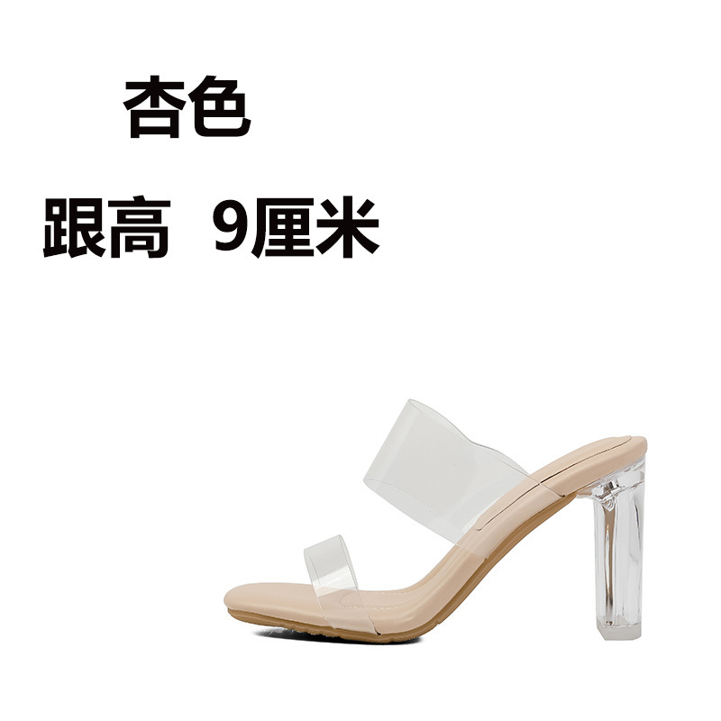 Sandallas de tacón alto transparentes con base suave para mujeres 2026 nuevas zapatillas frías de verano de talón medio de cristal de talón grueso image 9