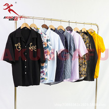 批发二手男士衬衫宽松夏装短袖休闲上衣旧衣服男装used clothes