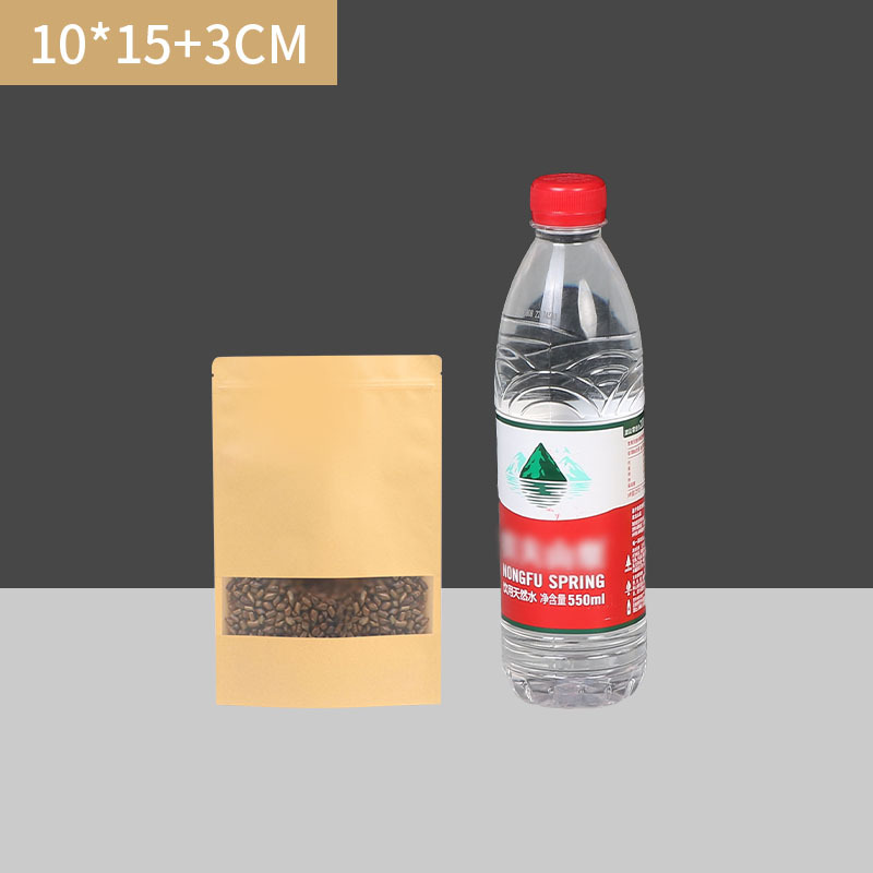 Ventana abierta Bolsa de papel Kraft esmerilado en tres dimensiones de frutas secas bolsa de envasado de alimentos se puede agregar el logotipo de la bolsa sellada autosellante de té de nuez