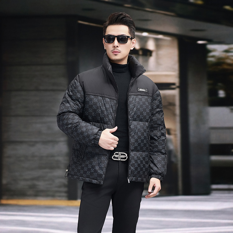 Jiaxing Men's down Jacket Winter New Style White Goose down Short Stand-Collar Coat for Young and Middle-Aged Fashion Trendy Casual Foreign Trade