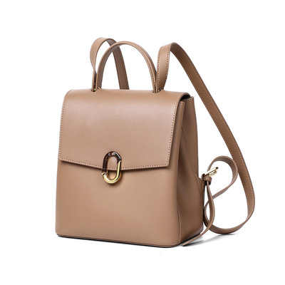包包女包2022新款时尚真皮大容量纯色书包女双肩背包女款双肩包潮