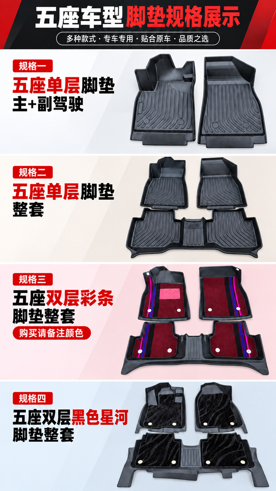 TPE car floor mats, eco-friendly and odorless, thickened for enhanced grip, a set of car floor mats that are waterproof and easy to clean