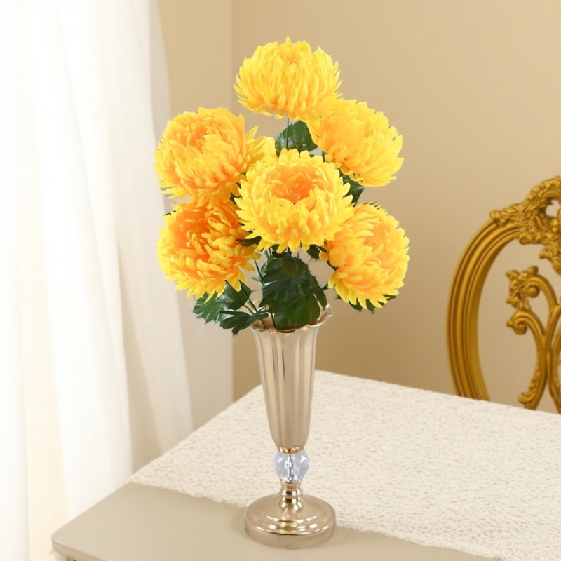 Flores artificiales de estilo europeo, crisantemo de 7 cabezas con forma de garra de dragón, decoración de bodas, arreglos florales, decoración de ventanas, ramo de flores artificiales decorativas