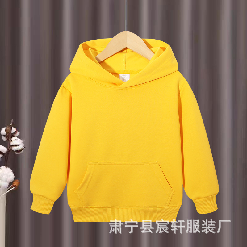 秋冬新款华棉外套儿童连帽卫衣纯色宽松落肩连帽衫班服团体服印花|undefined