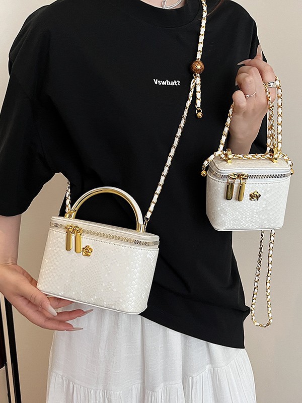 Caja portátil Xiaoxiangfeng Bolso cuadrado pequeño Mujer 2025 Nuevo patrón de serpiente transfronterizo Bolso bandolera de moda de alta gama