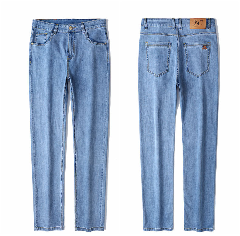 2024 new business jeans men's straight leg loose summer thin slim fit high-end elastic casual pants_voghion.com