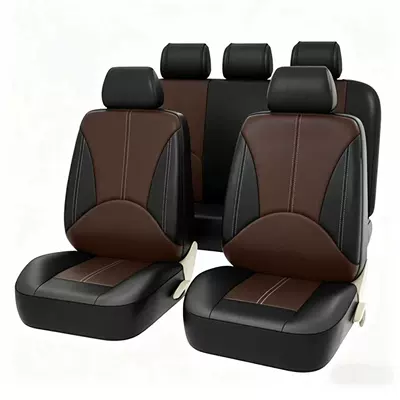 Seat cushion, seat cover – for Automobiles, Waterproof and Dustproof - coffee-brown-patchwork-2-piece-set-front-single-seat