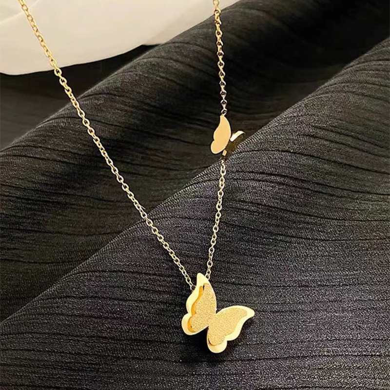 Women Sweet Butterfly Stainless Steel Necklace Plating Metal Stainless Steel Necklaces_colorza_5
