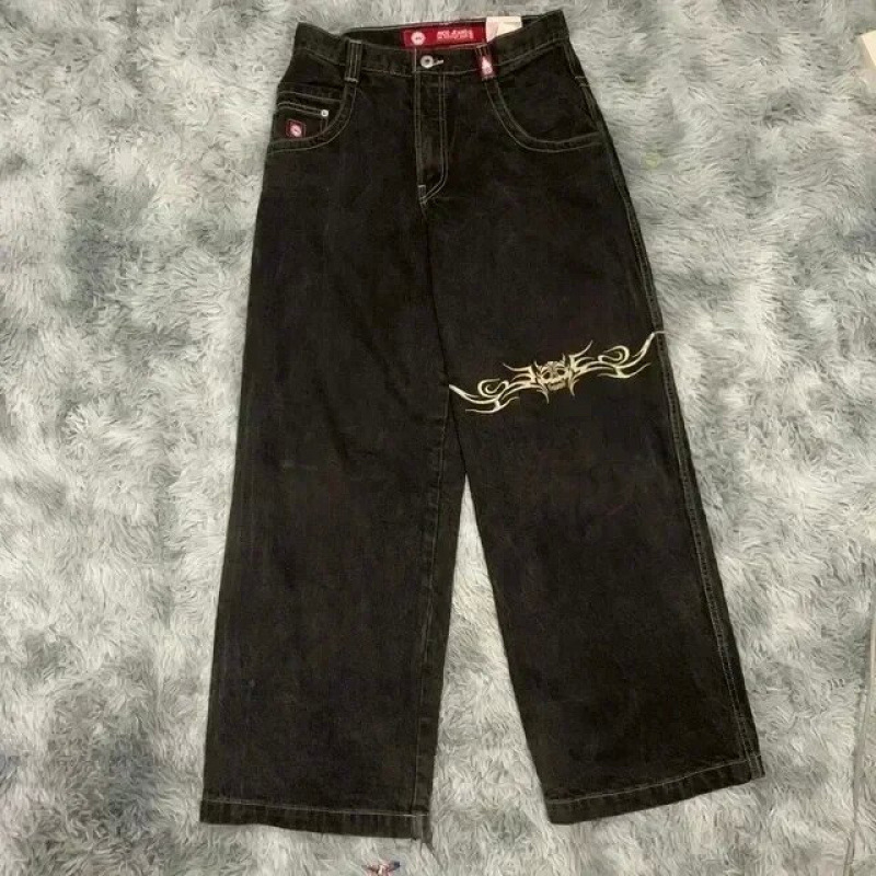 春の新作アメリカンハイストリート刺繍ストレートジーンズ、男性と女性用、ファッショナブルで多用途なスリムジーンズ、コットン|undefined