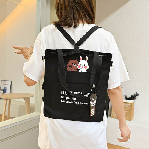 Canvas bag female handbag student shoulder bag tutorial 2024 new trendy cloth bag handbag crossbody bag wholesale