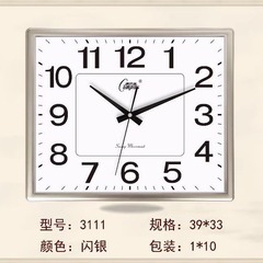 コーパス長方形静音客間現代シンプル大気掛け時計レストラン白黒灰オフィスレストラン掛け時計