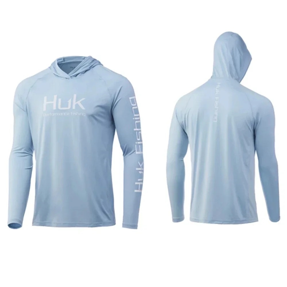 Huk Fishing Clothing Clothing Men's Long Sleeve Fishing T-Shirt Sun Protection Uv Breathable Hooded Fishing Camisa D