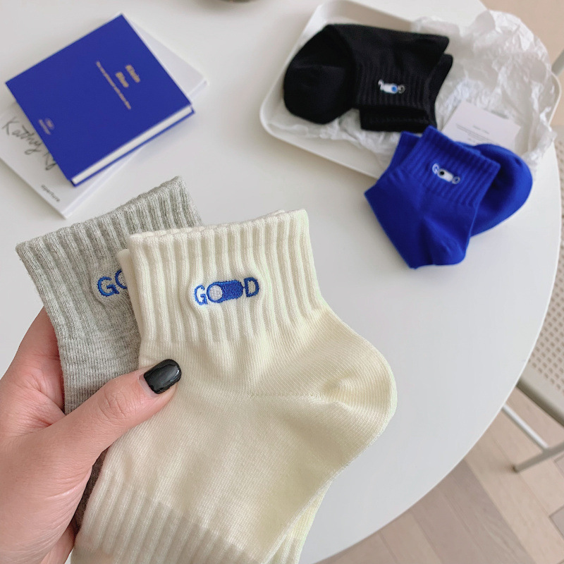 Klein blue socks men's socks solid color simple embroidered letters men's socks waist five-point short socks Klein blue socks men's socks solid color simple embroidered letters men's socks waist five-point short socks