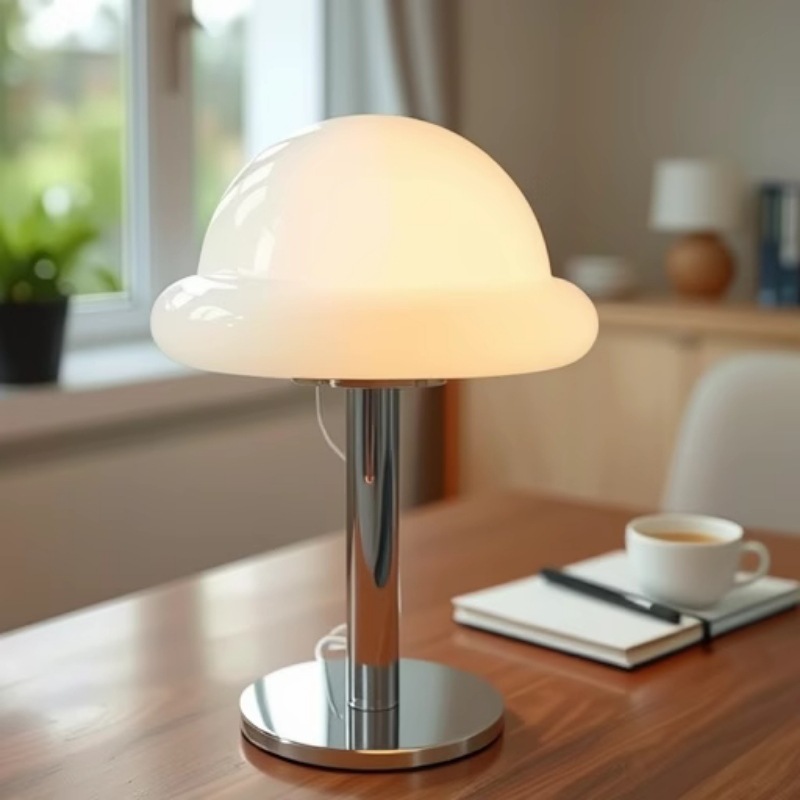 Diseño original Bauhaus lámpara de mesa atmósfera lámpara decorativa dormitorio de vidrio decoración de cabecera linda lámpara de mesa de hongos creativa
