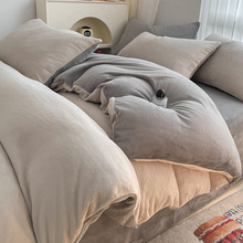 纯色牛奶绒四件套冬季保暖珊瑚绒床单被套南通法兰绒床上用品加绒