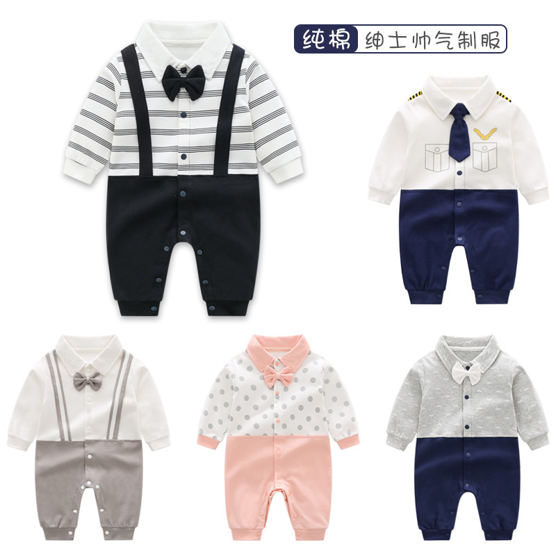 Autumn 2021 New Cotton Jumpsuit Long Sleeve Baby Hare Fashion British Collar Style Climbing Clothes Direct Selling
