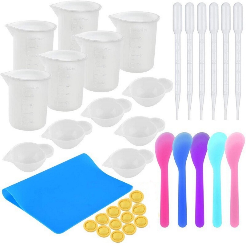 DIY Epoxy Resin Crystal Glue Mixing Tool Set Silicone Mat Measuring Cup Mixing Stick Silicone Bowl Digital Scale DIY Epoxy Resin Crystal Glue Mixing Tool Set Silicone Mat Measuring Cup Mixing Stick Silicone Bowl Digital Scale