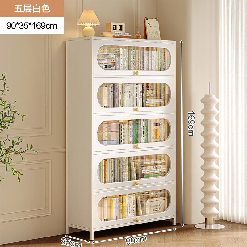 Librería de acero con puerta de armario, armario a prueba de polvo, armario de almacenamiento, armario de exhibición para el hogar para niños, armario de almacenamiento contra la pared, estantería de piso a techo