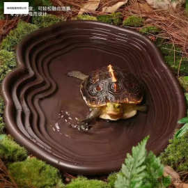 黄缘龟水盆可排水泡澡盆爬梯生态造景水族通用爬宠乌龟喝水