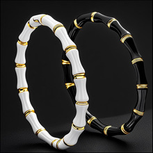 厂家直批不锈钢滴胶手镯金色大气竹节手环新中式女款饰品手饰