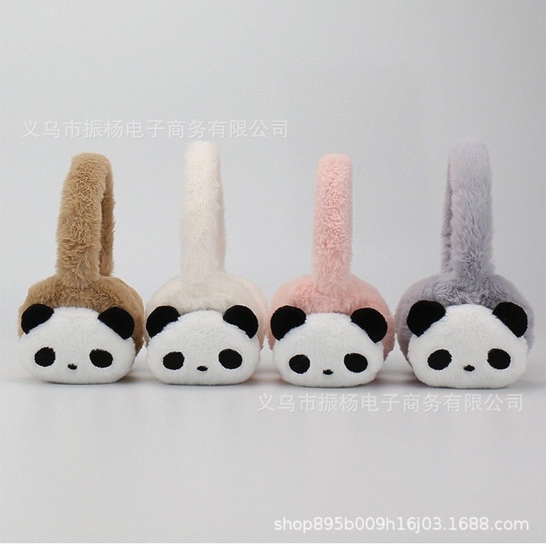 Cute panda earmuffs for children, winter warm and adjustable, suitable for students, providing protection against cold and frost, and ideal for cycling