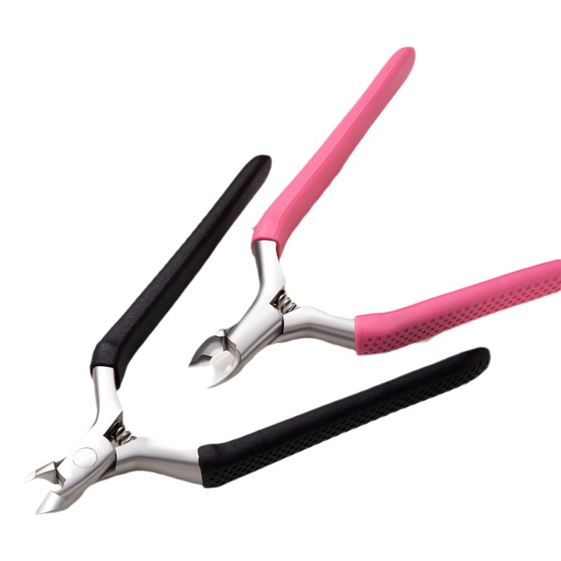 Venta directa de fábrica tijeras de piel muerta tijeras de acero inoxidable cortaúñas alicates de piel muerta de púas mango de inmersión de plástico herramientas de uñas de manicura