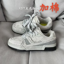 朗足现货加棉碳灰牛仔布须边复古面包鞋女鞋小众运动休闲板鞋男鞋