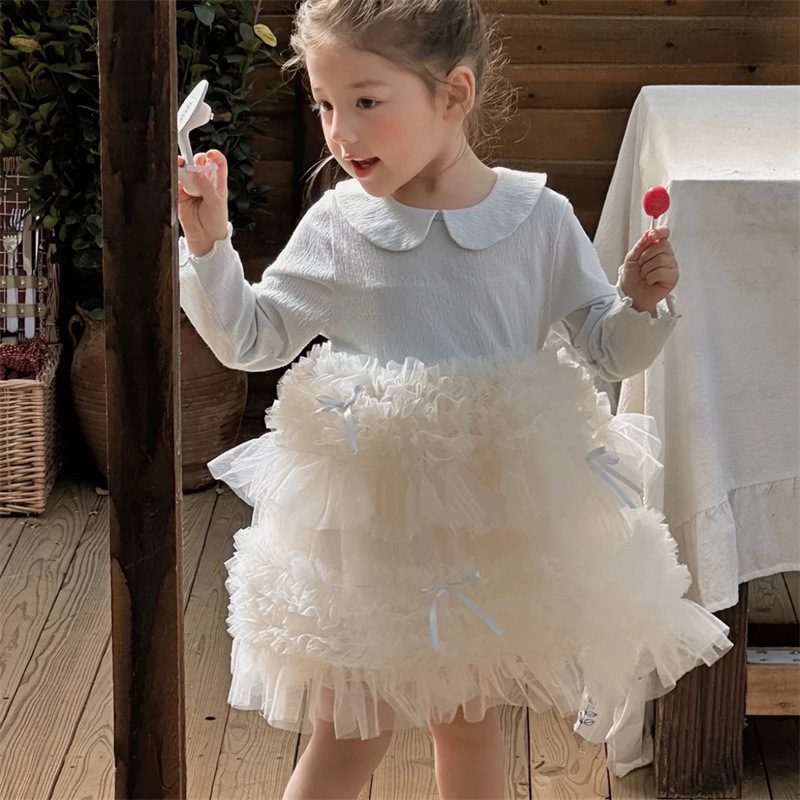 Niña princesa primavera y otoño mangas largas nuevos vestidos bebés niños 2025 vestidos de estilo fragante pastel vestido de moda