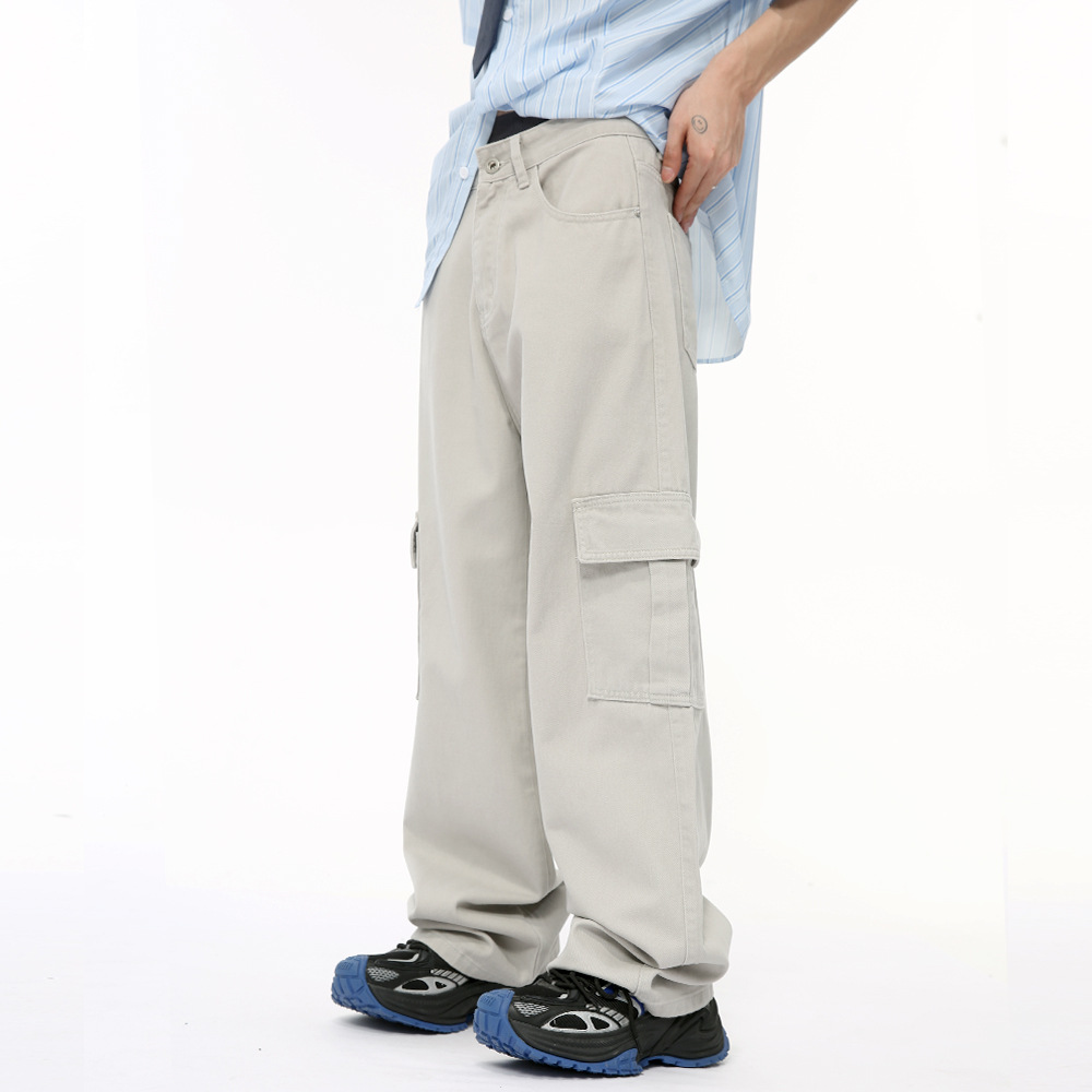 MTLCLOTHES Hombres| Coreano color sólido casual multicolor de bolsillo grande herramienta de lavado de agua jeans tendencia