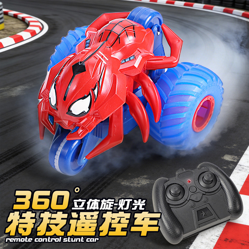 Cross-Border New Model 2.4g Remote Control 3-Wheel Cartoon Pony Spider Stunt Car Children's Boys Model Car Toy Cross-Border New Model 2.4g Remote Control 3-Wheel Cartoon Pony Spider Stunt Car Children's Boys Model Car Toy